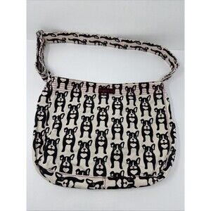 Bungalow 360 Dog Print Large Messenger Bag Canvas Adjustable Strap Tote 15x11"